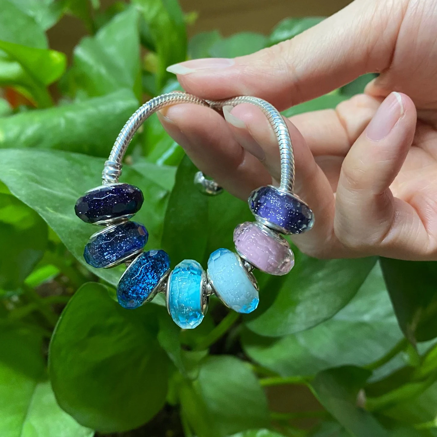 Encantos Da Flor De Murano Apto Para Pulseira Pandora, Jóias Mulheres DIY, 100% 925 Contas De Vidro De Prata Esterlina, Pedra De Madeira, Novo