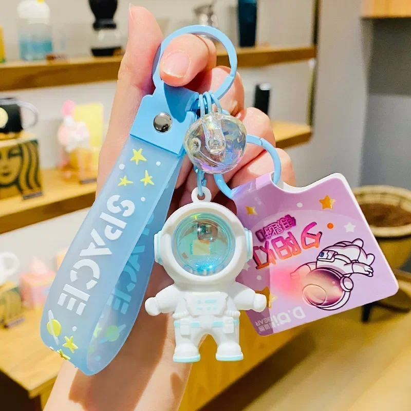 Cartoon Spaceman Light Glowing Keychain Sunset Light Luminous Keychain Female Cute Space Astronaut Couple Key Chain Bag Hanging