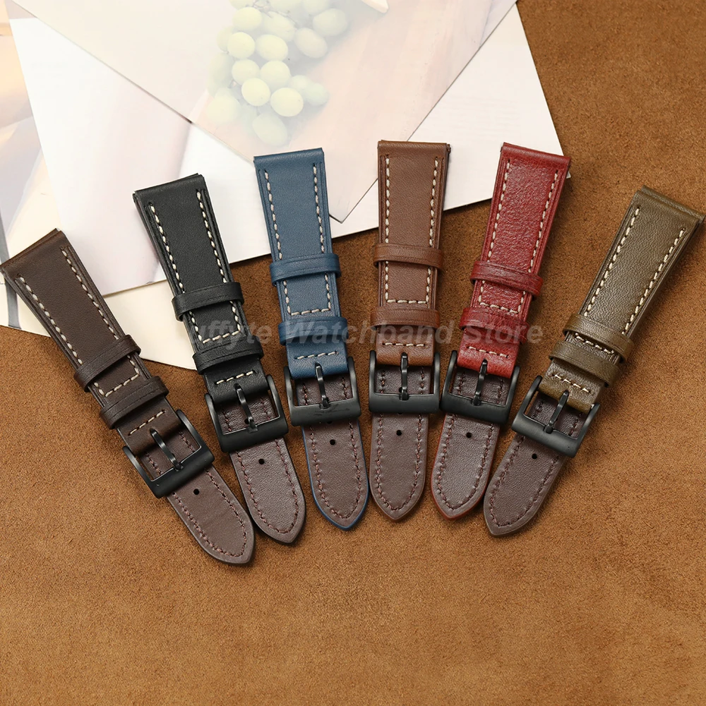 Echtes Leder-Uhrenarmband für Herren, bequemes Armbanduhrenarmband, 18 mm, 20 mm, 22 mm, praktisches Ersatzzubehör für den täglichen Gebrauch