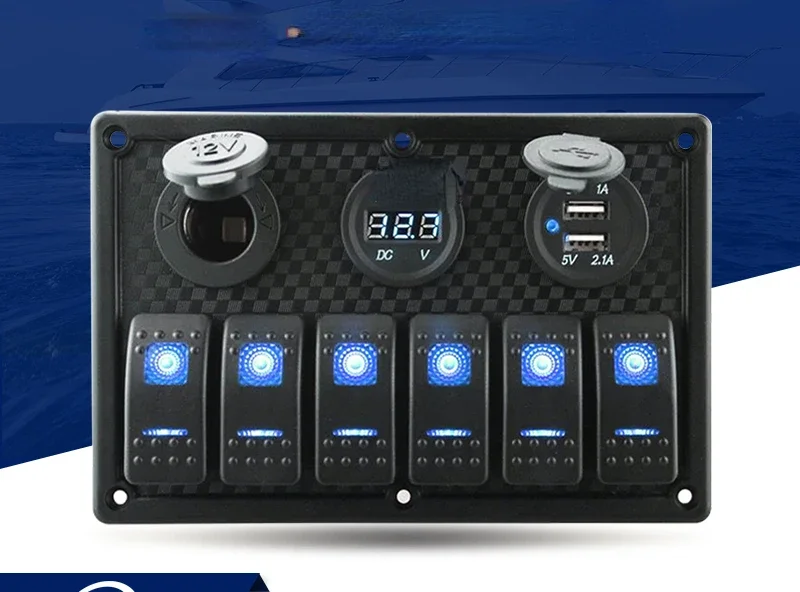 Marine yacht RV modification accessories, four position six position eight position waterproof rocker switch control panel