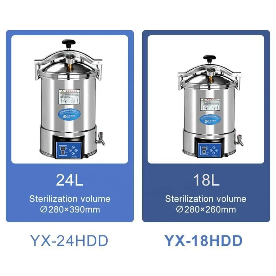 18L 24L Tragbarer Druck Dampf Sterilisatoren Autoklaven LED Display Automation