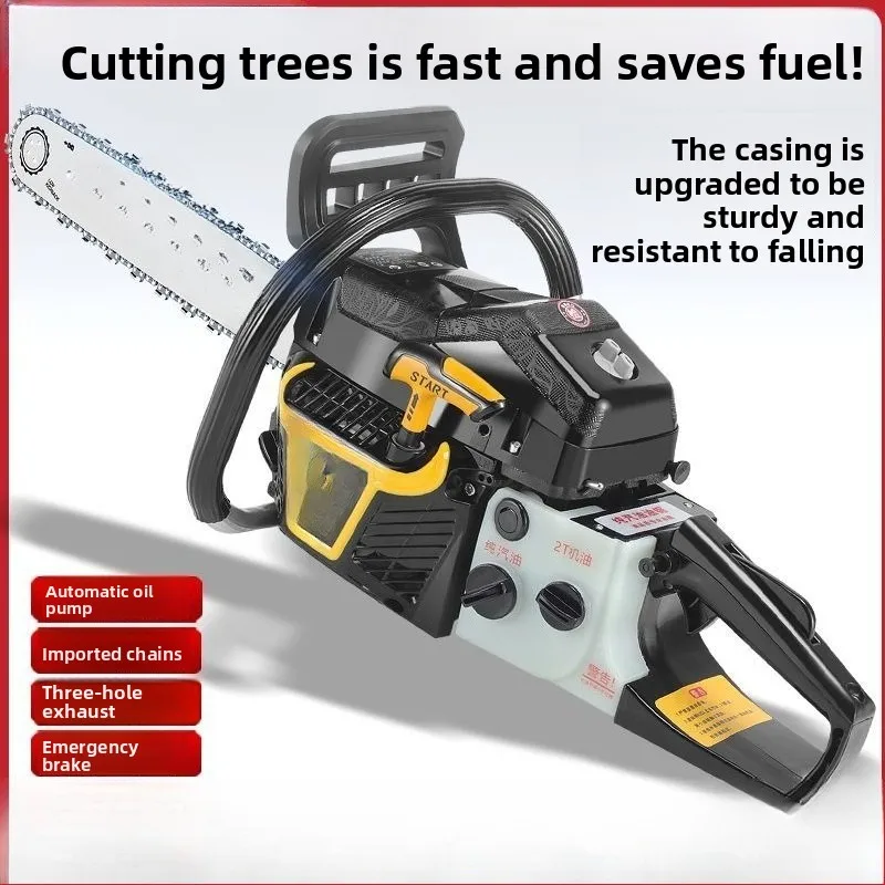 Fuel Efficient Petrol Chain Saw, 2/4 Cycle Handheld Gas Logging Cutter for Wood Cutting