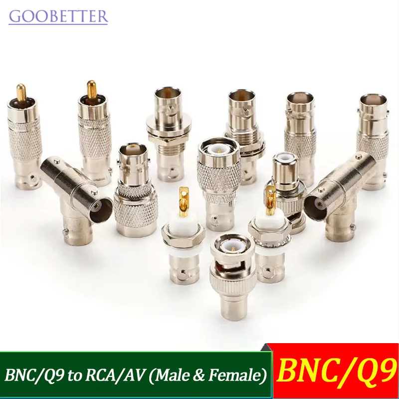 BNC to RCA Adapter Dual Q9 to AV Male Female Converter for CCTV Camera TV Monitor Video Connection