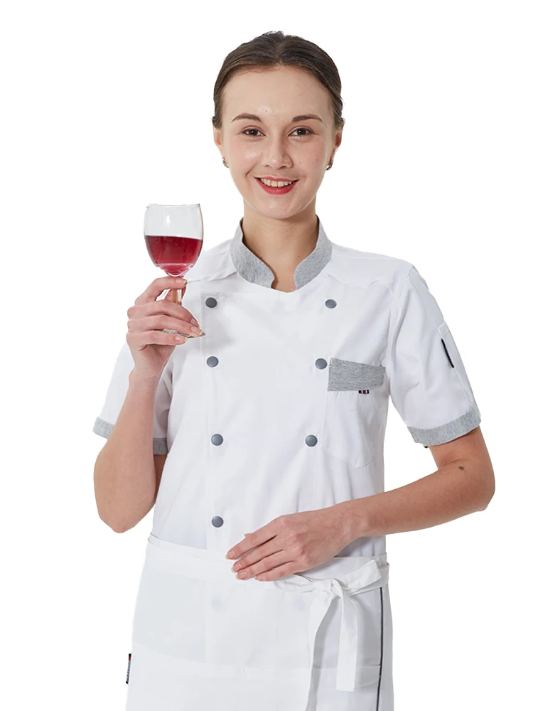 

Restaurant Chef's Uniform Women Kitchen Tops Hotel Waiter Shirt Catering Service Cooking Jacket Bakery Work Clothes Canteen Coat