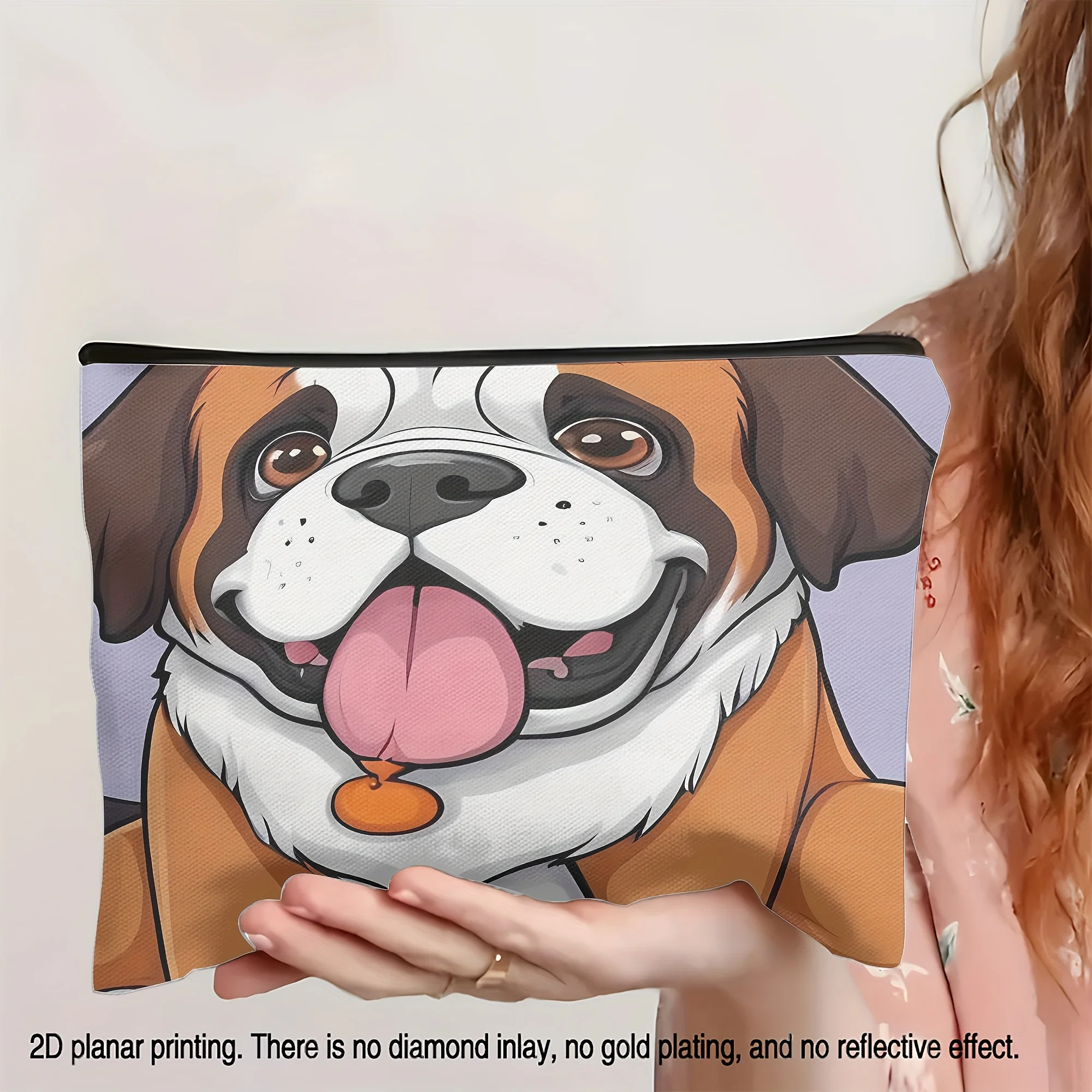 1 Piece of Charming Kawaii Saint Bernard Harrowayn Themed Makeup Bag - Multifunctional Zipper Pouch for Women, Perfect Travel Zipper Storage Bag, Fun Birthday Gift