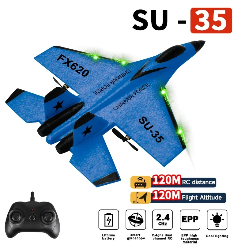 SU-35 RC Fighter Jet 2.4GHz 2CH EPP Foam Remote Control Airplane 3-Axis Gyroscope Crash Resistant RC Plane Toy for Beginner