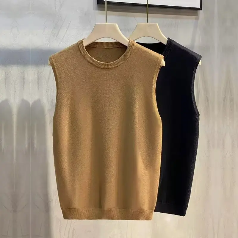 

Men's round Ne Sweater Vest Spring Autumn Winter New Korean Version Faion Base irt Knitted irt Svel Vest