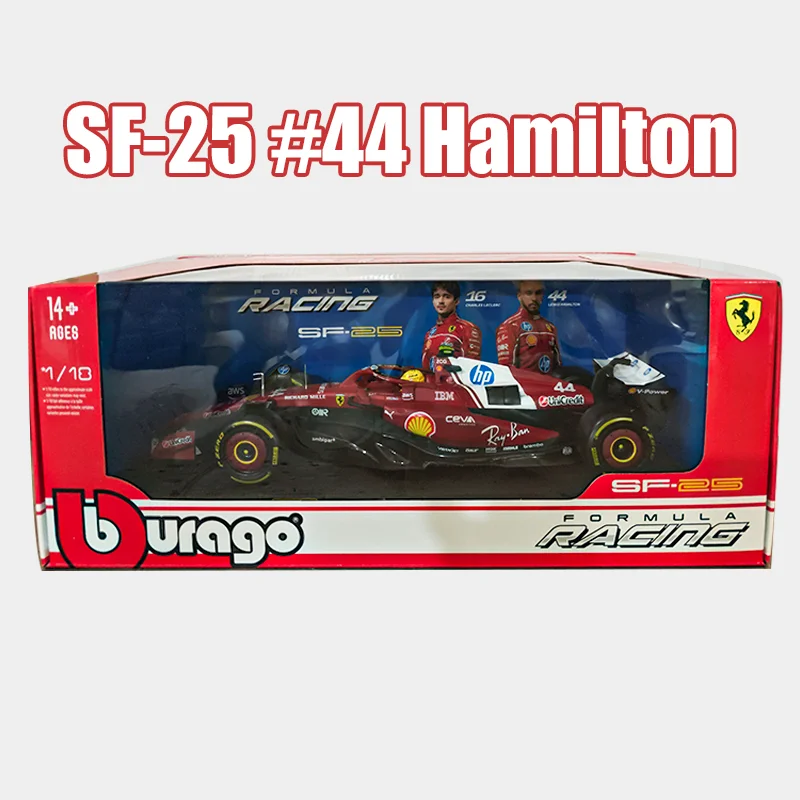 Nuevo En existencia Bburago 1:18 Ferrari 2025 F1 Sf-25 Hamilton # 44 Leclerc # 16 regalos de juguete personalizados de modelo de coche fundido a presión en miniatura de aleación