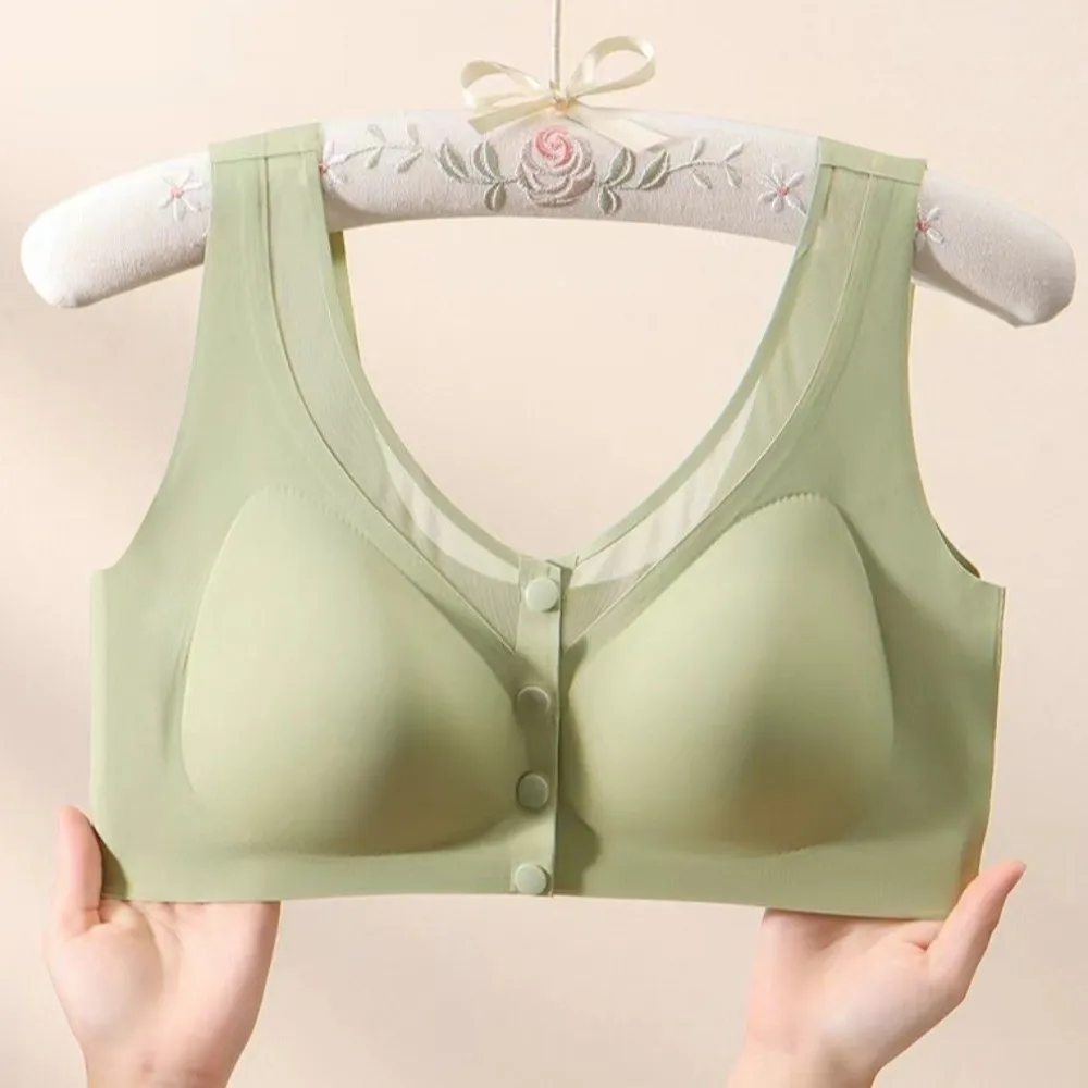 Basissteun voorste knop Naadloze beha Push-up ondergoed Groot formaat ondergoed voor dames Slanke lingerie Draadloze diepe V-bh Dame