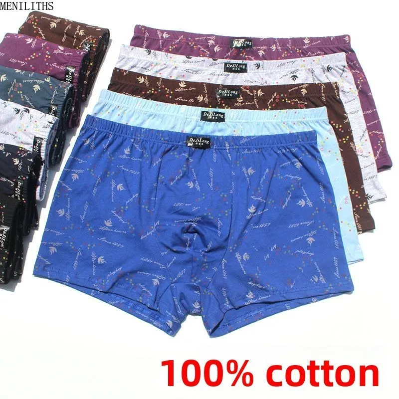 5 Pack Men's Cotton Boxer Briefs Soft Breathable Underwear, Loose Fit Mid Rise Trunks for Big and Tall, Multipack Underpants