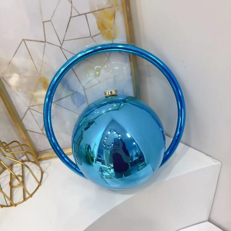 

New Minimalist Electroplated Sphere Evening Bags for Women Trendy High Quality PVC Circular Mini Handbag Distinctive Purse