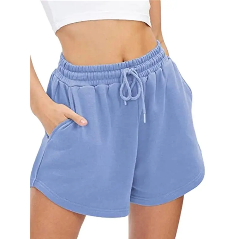 

CYL-Women Sweat Shorts Casual Summer Comfy Lounge High Waisted Cotton Shorts With Pockets