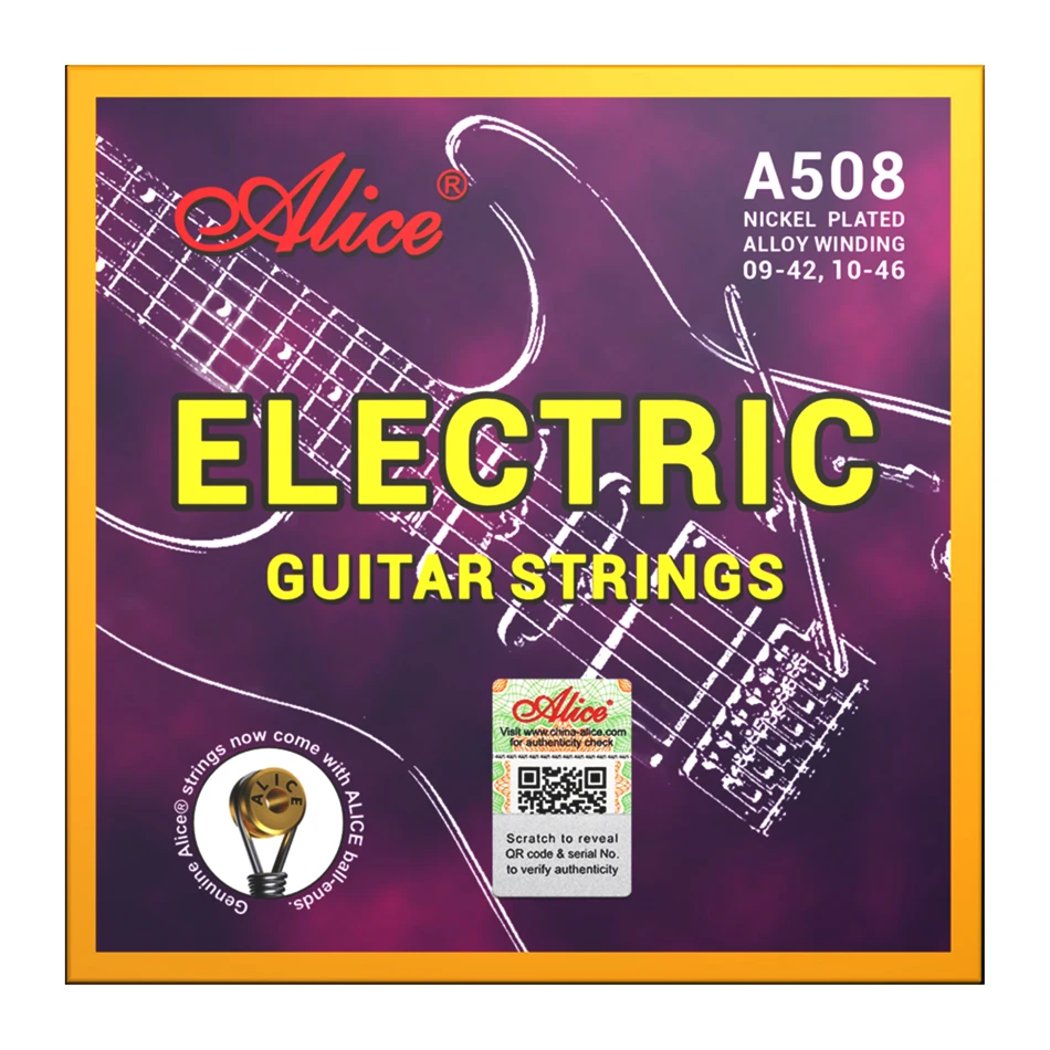 Alice A508 Electric Guitar Strings 1st-6th Full Set Strings Plated Steel Nickel Plated Alloy Winding 0942/1046 Guitar Accessory