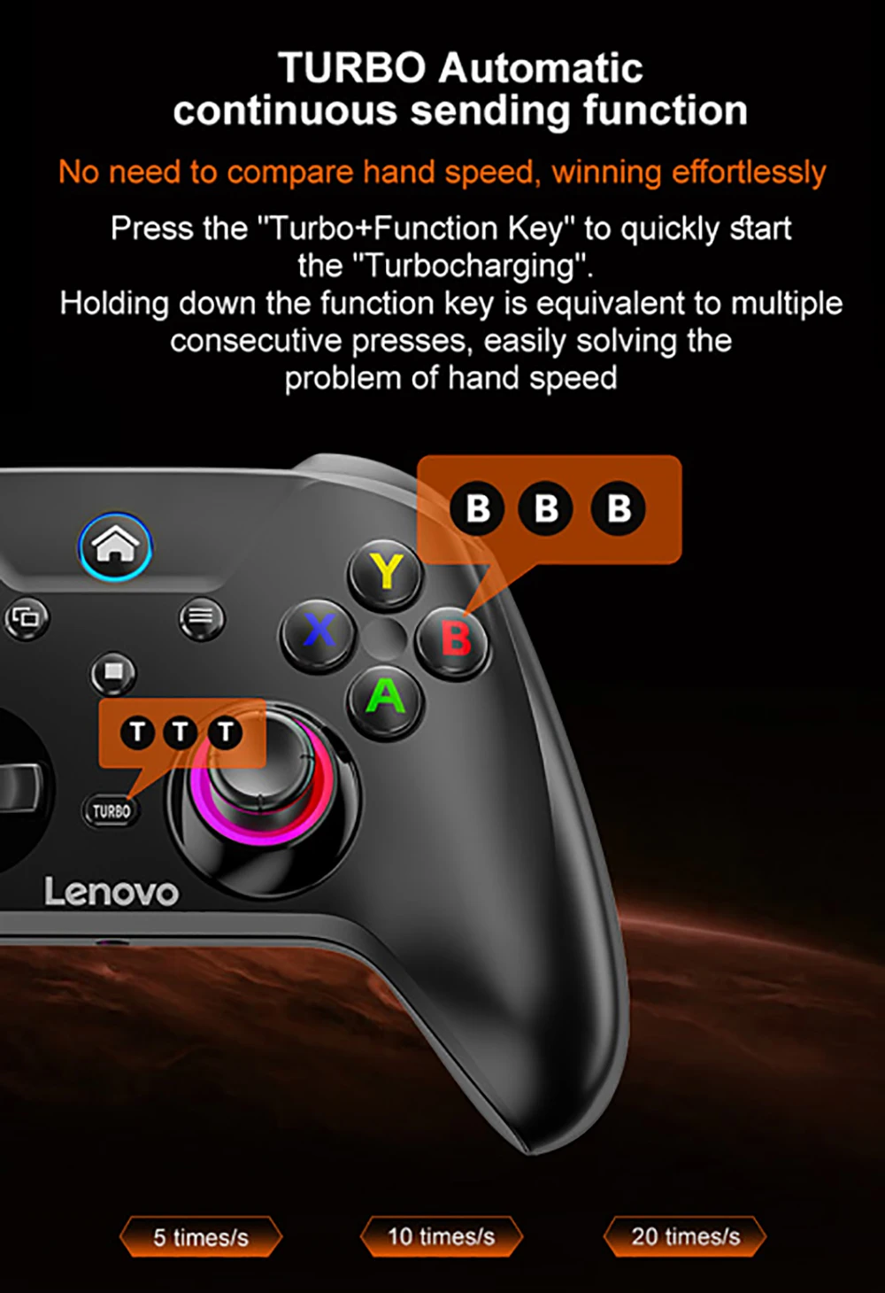 Lenovo S02 Kabelloser Bluetooth-Gaming-Controller, Dual Hall Trigger Wireless Gamepad, für Switch, PC, Android, IOS, TV – Detail 8