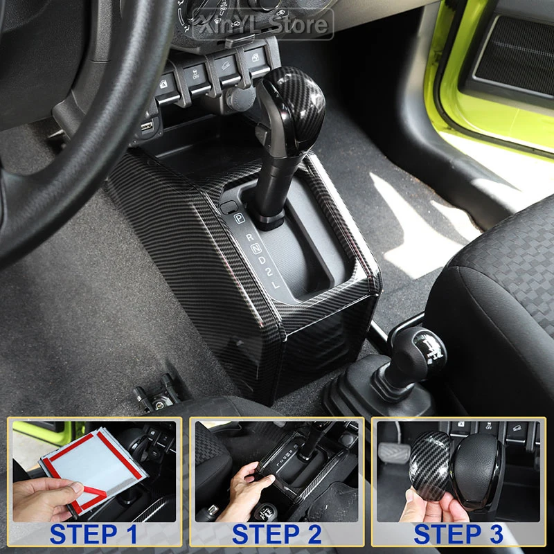 Car 38pcs Center Console Control Gear Shift knob Cover Trim Kit For Suzuki Jimny 2019 Up Carbon fiber style Car Accessories - view 5