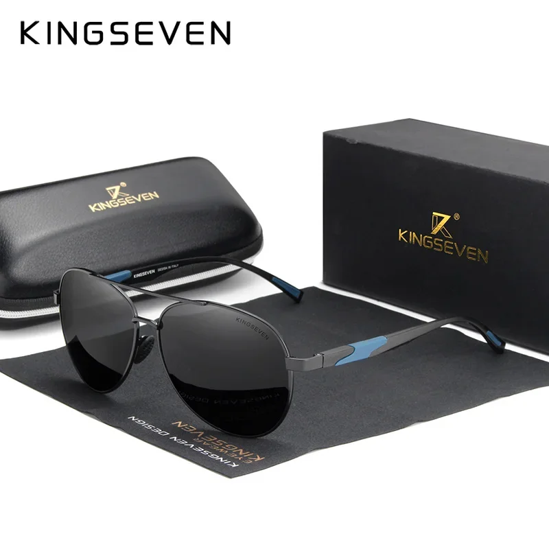 KINGSEVEN DESIGN Men Classic Polarized Sunglasses Aluminum Pilot Sun Glasses High Definition Lens UV400 Protection