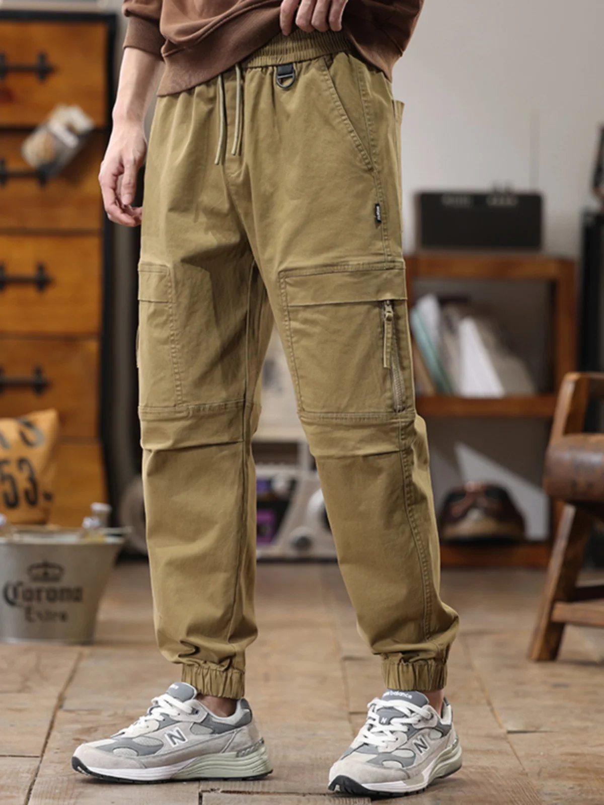 

American Sle Heavyweight Work Pants Men's Spring Autumn Pure Cotton Long Trousers Trendy Brand Cuffed Large ket Retro Ca...