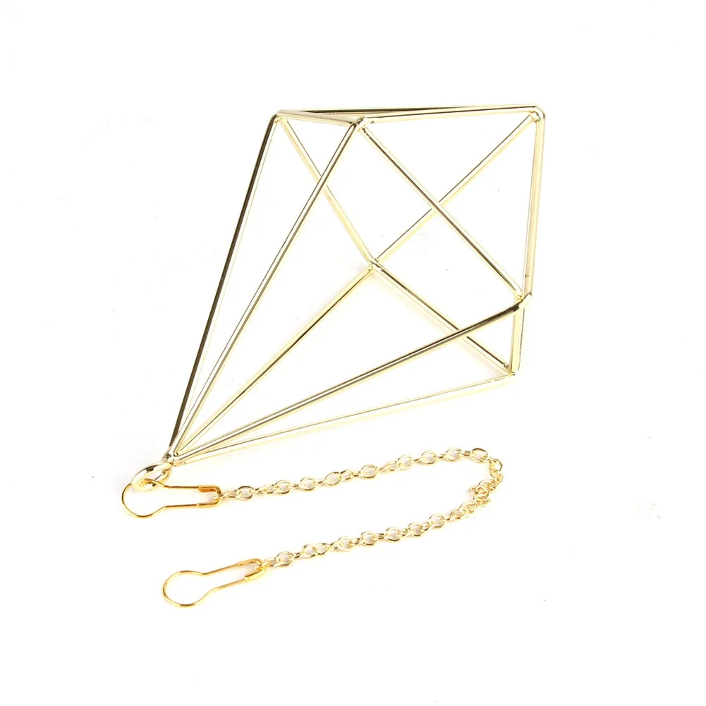 Geometric Hanging Stand for Air Plants Using Iron Construction Includes Chains for Secure Wall or Ceiling Installation