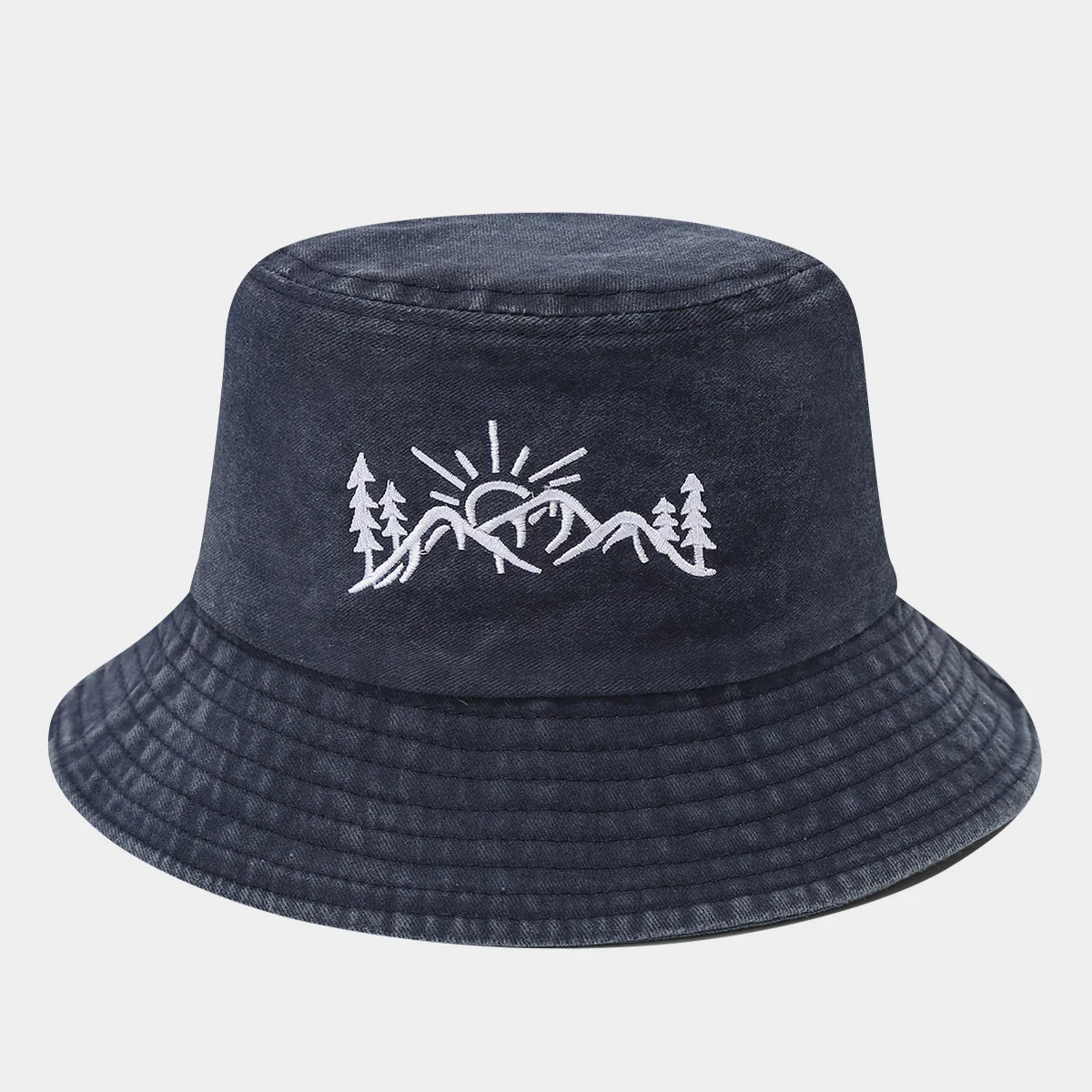 

Retro Washable Denim Bucket Hats for Women Men Jungle Mountains Sunset Embroidery Fisherman Hat Sports Mountaineering Sun Hat