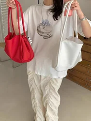동대문 브런치 나일론 두꺼운 방수 단색 싱글 숄더 핸드백 심플 매치 데일리 토트백