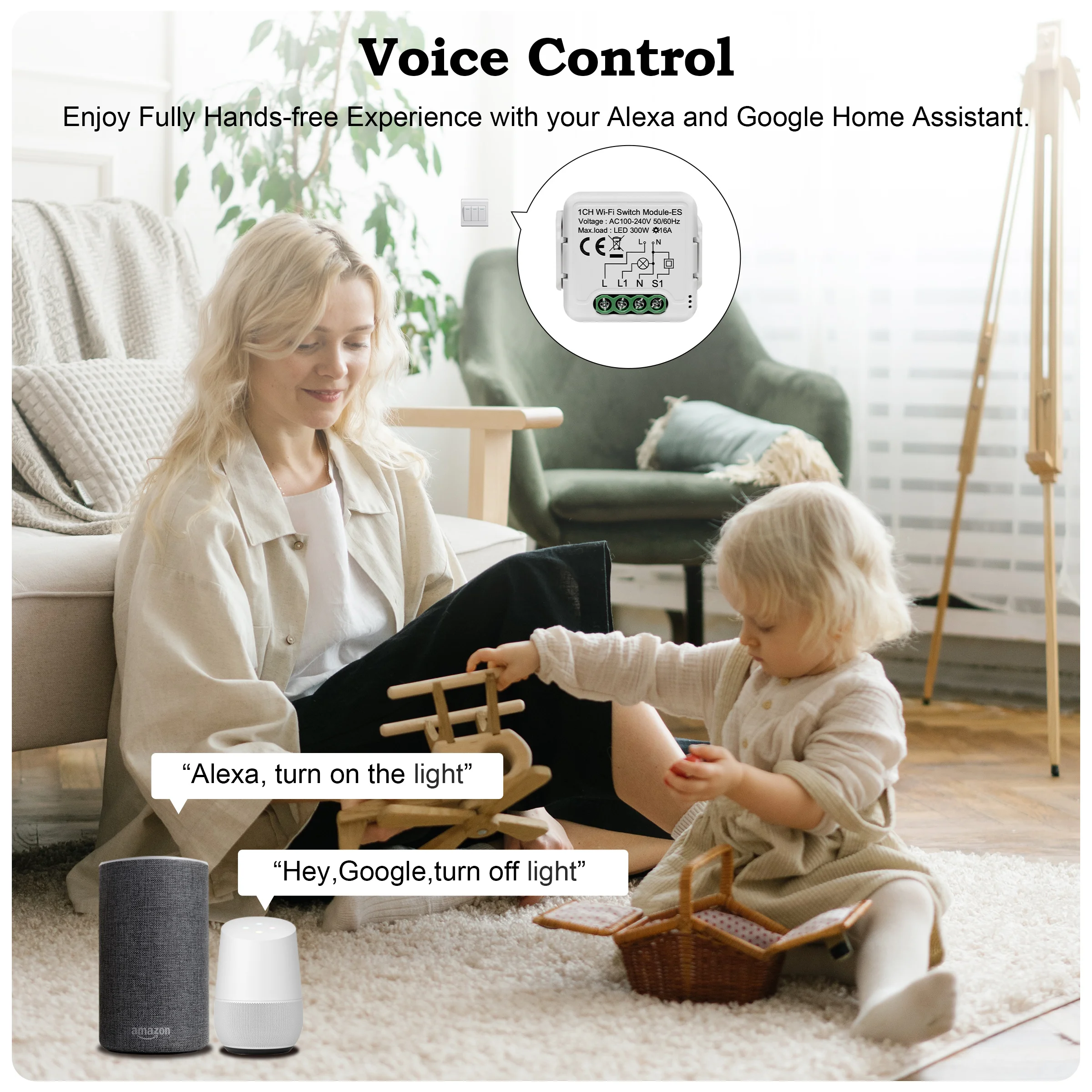 GIRIER Tuya Smart WiFi Switch Module 16A with Power Monitoring Function Supports 2 Way Control Work with Alice Alexa Google Home