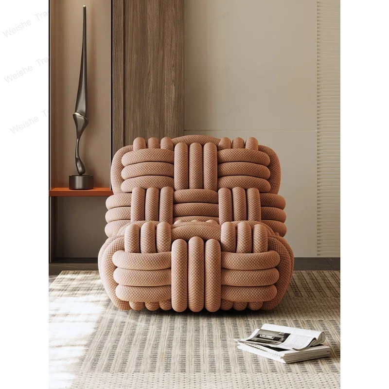 

Italian minimalist casual chair woven knot chair designer single sofa chair living room recliner