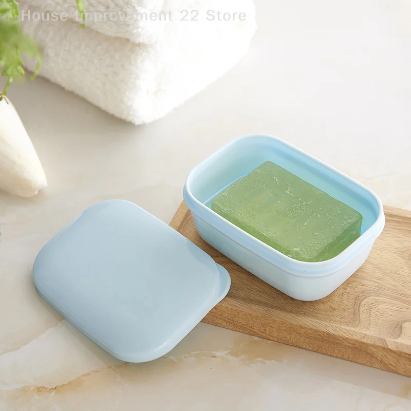 1PC Covered Soap Box With Waterproof Seal Portable Soap Box Detachable Drain Tray And Soap Pan