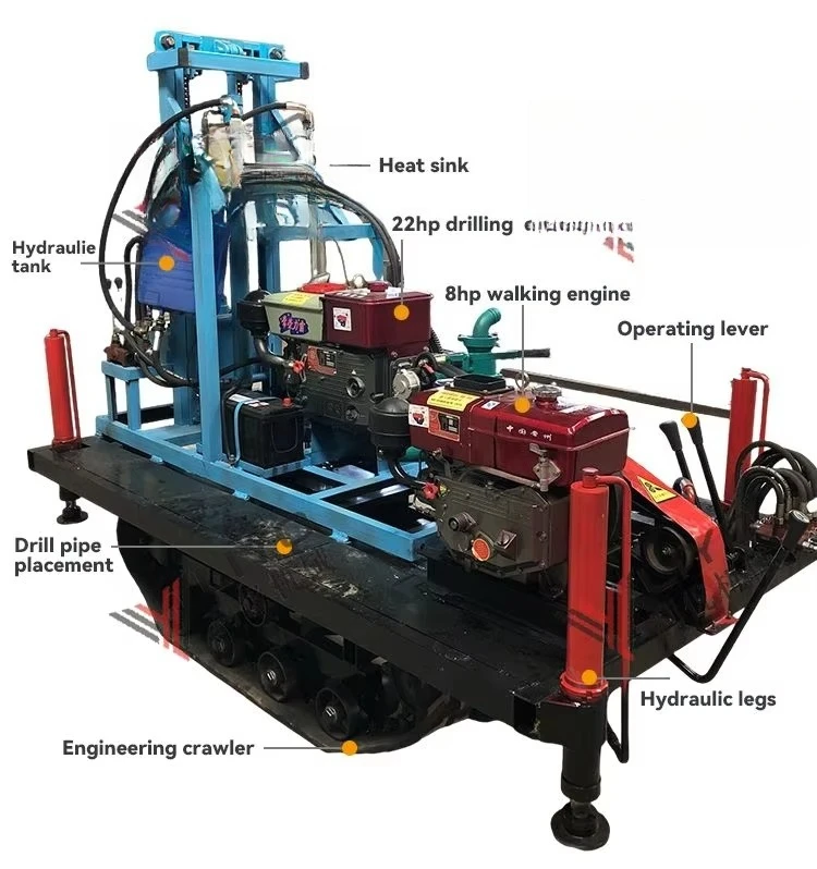 Crawler  Hydraulic Water Well Drilling Rig 200m Depth 35HP