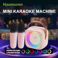 Haomuren Portable Karaoke Machine with Wireless 2 Microphones Mini Bluetooth Speaker for Children's Singing Family Party Gifts