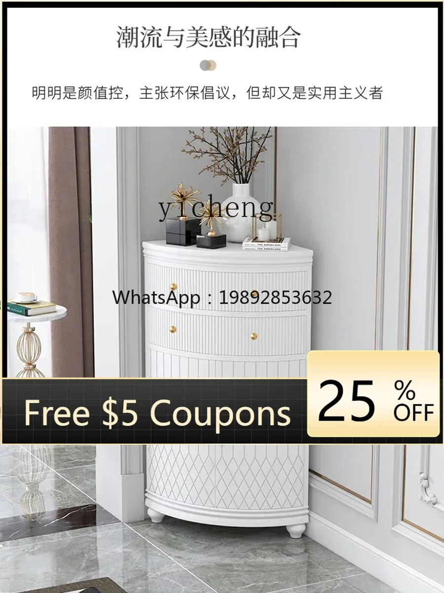 

GZ Light Luxury Corner Cabinet Modern Minimalist Corner Shelf Living Room Solid Wood Corner Triangle Storage Sideboard Cabinet