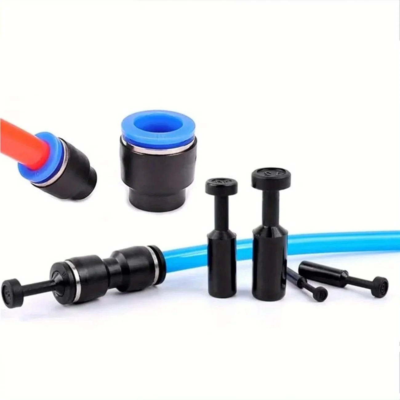 20Pcs Black Plastic Quick Connect Pneumatic End Caps, Leak-Proof Hose Plugs for 6MM Air & Water Pipe, Suitable for Pneumatic