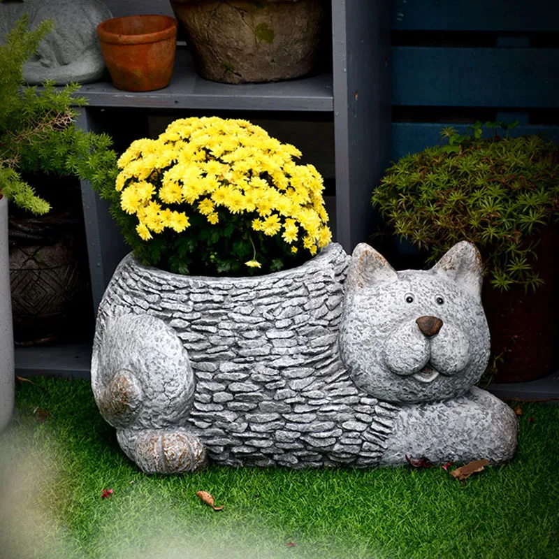 

Cartoon Cat Flowerpot Garden Courtyard Decoration Plant Pot Retro Decoration Pots for Plants Garden Accessories Floor Flower Pot