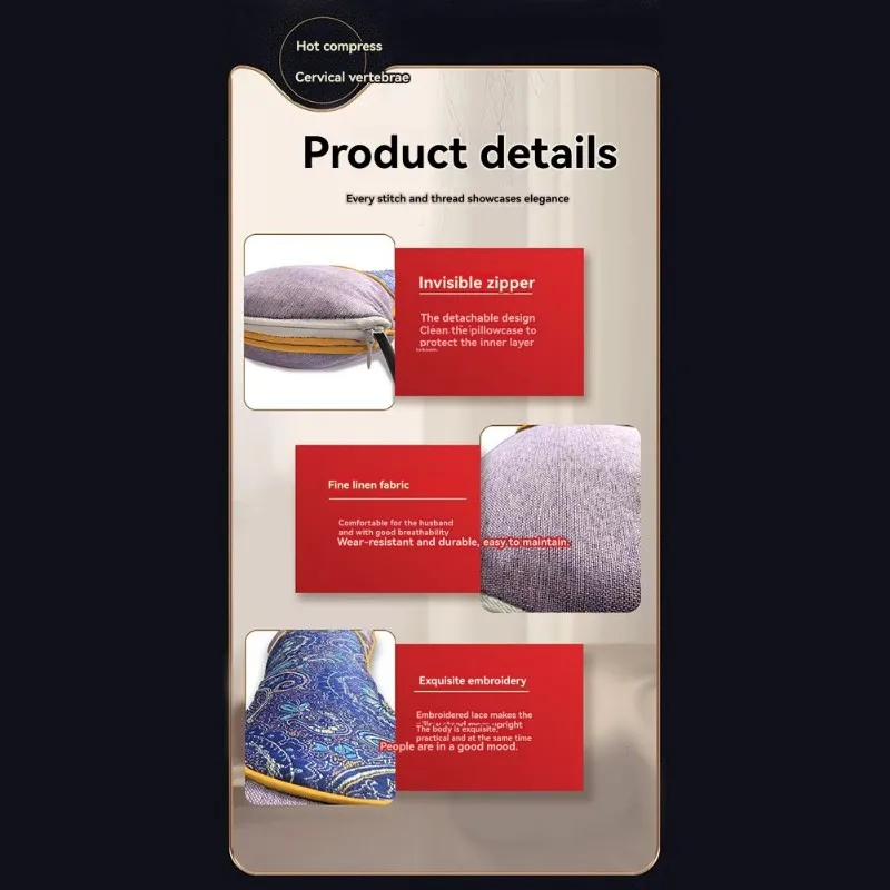 

Глубокое проникновение, красный свет, теплотерапия, подушка из полыни, интеллектуальное время для ухода за шеей