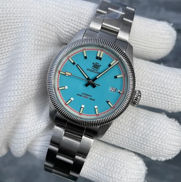 STEELDIVE Men Automatic Watch 39mm Military Mechanical Wristwatch Diver 20Bar Waterproof C3 Luminous Sapphire Mirror NH35