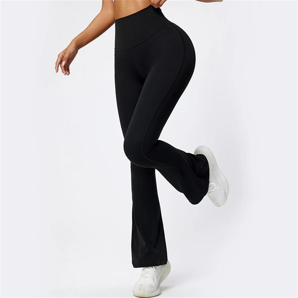 Women’s Flared Running Leggings Push Up Cross Back High Waist Sportswear Yoga Ballet Modern Dancing Training Workout Female Pant