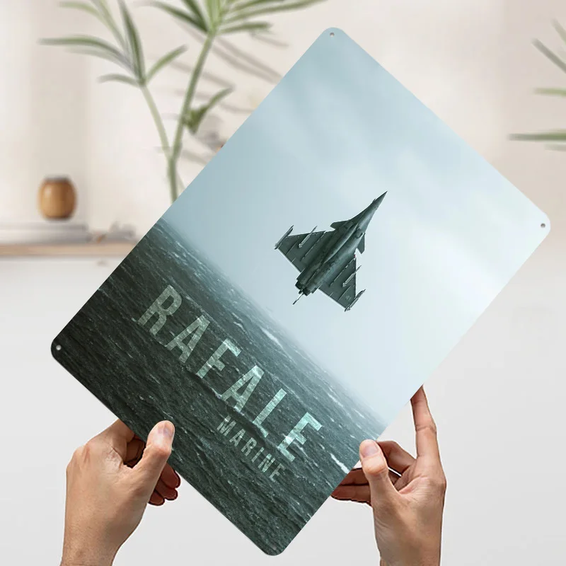 ملصقات ملصقات معدنية بحرية من Dassault Rafale على عناصر تزيين الحائط علامات قصدير معدنية قابلة للتخصيص لتزيين جدران الفن