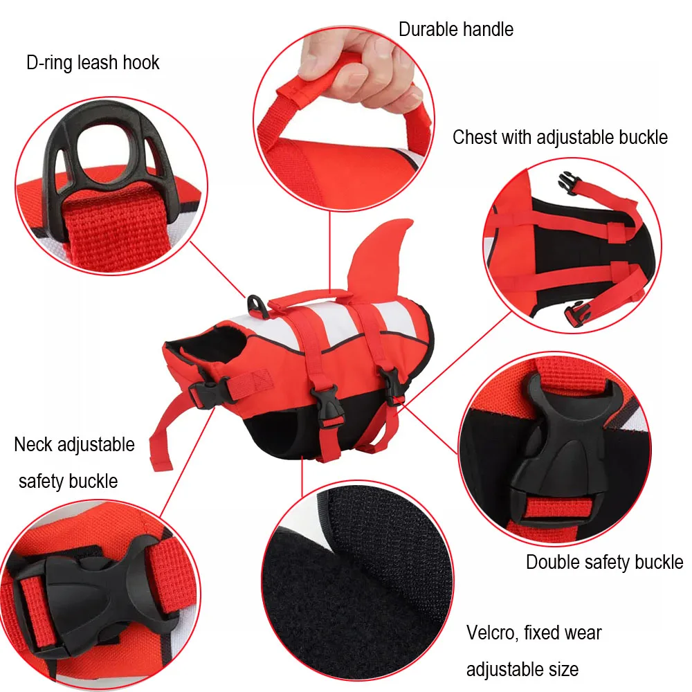 Dog Life Jacket Dog Swimming Vests Pet Life Vest Rescue Handle for Swimming Boating Ripstop Pet Safety Life Preserver Clothes