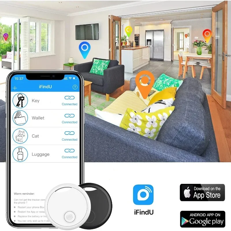 Mini Anti-Lost Alarm Smart Tag, Wireless Bluetooth-Compatible 4.0 Tracker, Child Bag, Wallet, Key, Pet Finder, GPS Locator