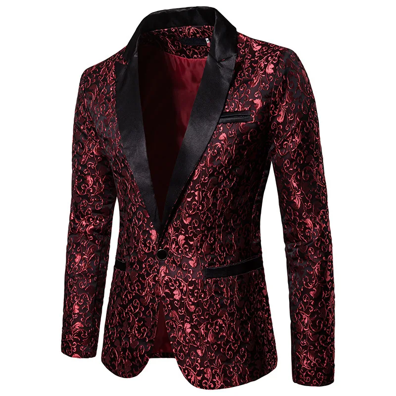 For Men's Party Club Performance Coat 2026 New Men's Spring Autumn Color Matching Jacquard Fashionable Design Formal Suits