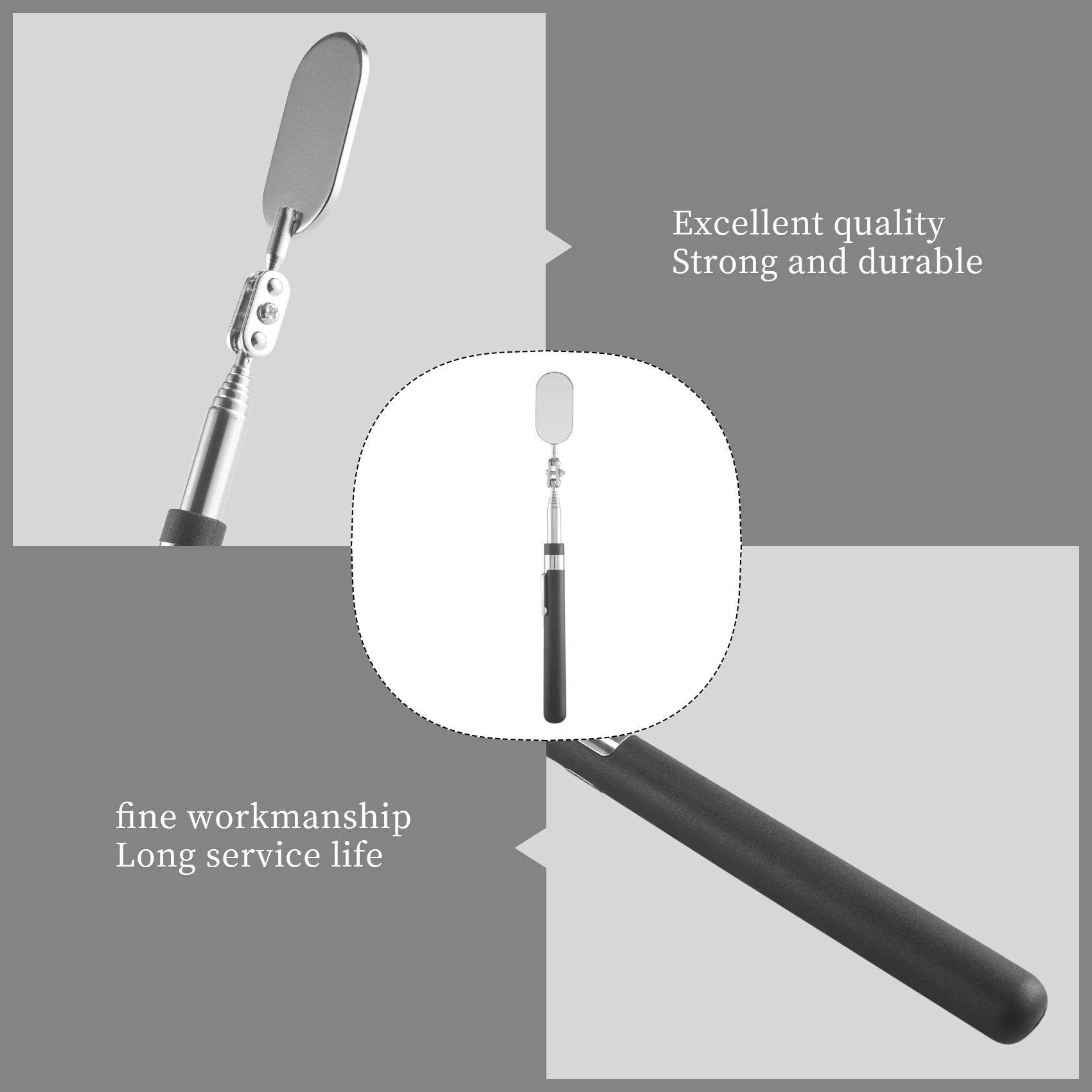 ABJY-3 قطع مرآة فحص تصغير أداة فحص المرآة للتحقق من حالة السيارة (بيضاوية)