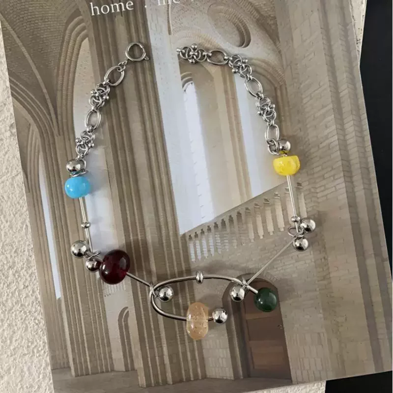 Fashionable And Trendy Colored Handcrafted Necklaces Fresh And Simple Punk Necklaces Jewelry Accessories For Men Women Gathering - view 4