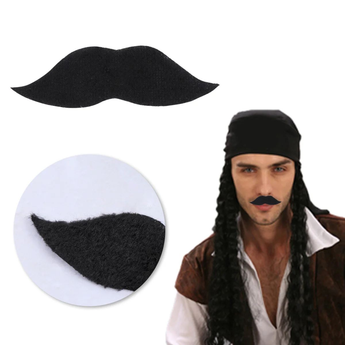 6 Pcs Masquerade Party Supplies Simulation Mustaches Self Adhesive Decorations Halloween Novelty Fake