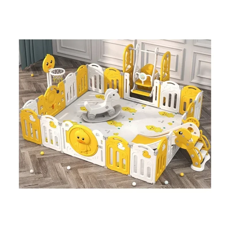 HHLarge Folding Children's Playpen Indoor Plastic Playground With Child And Infant Safety Doors