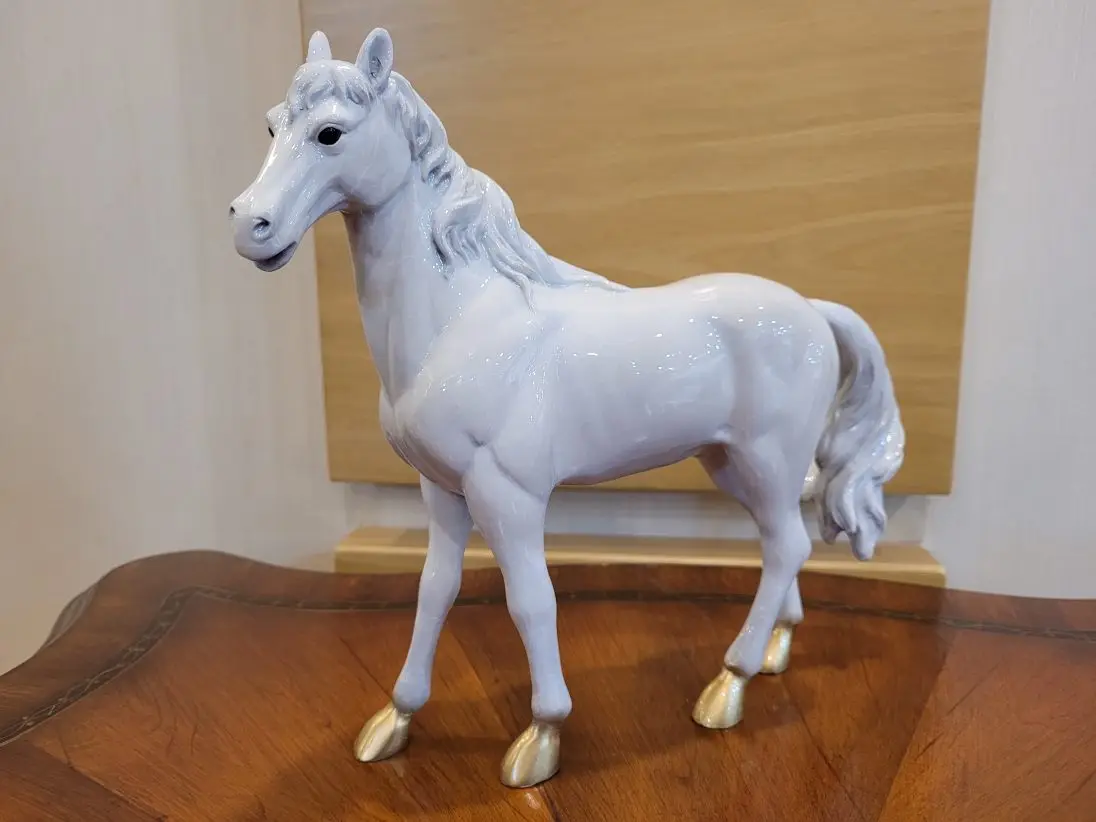 Estátua de cavalo de cobre arte artesanato cavalo branco acessórios para casa ornamentos de presente de negócios