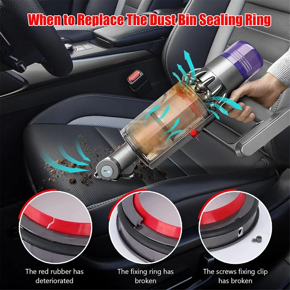 Dust Bin Top Fixed Sealing Ring for V10 SV12 Vacuum Dirt Cup Replacement Parts Canister/Dustbin Seal Accessories