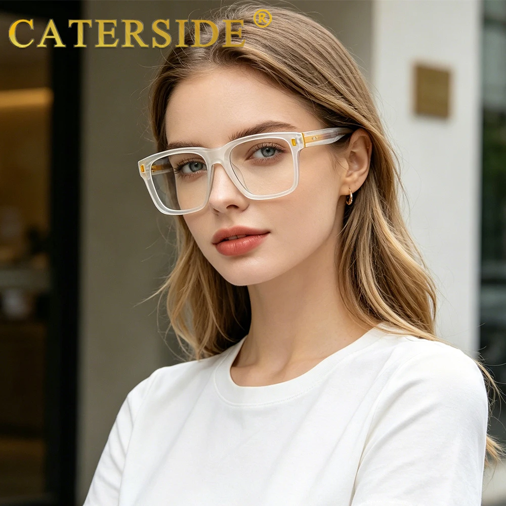 CATERSIDE Fashion Square Brillenhalter für Herren, Retro, Anti-Blaulicht, Computer-Brillenhalter, dekorative Brillen für Damen – Detail 5