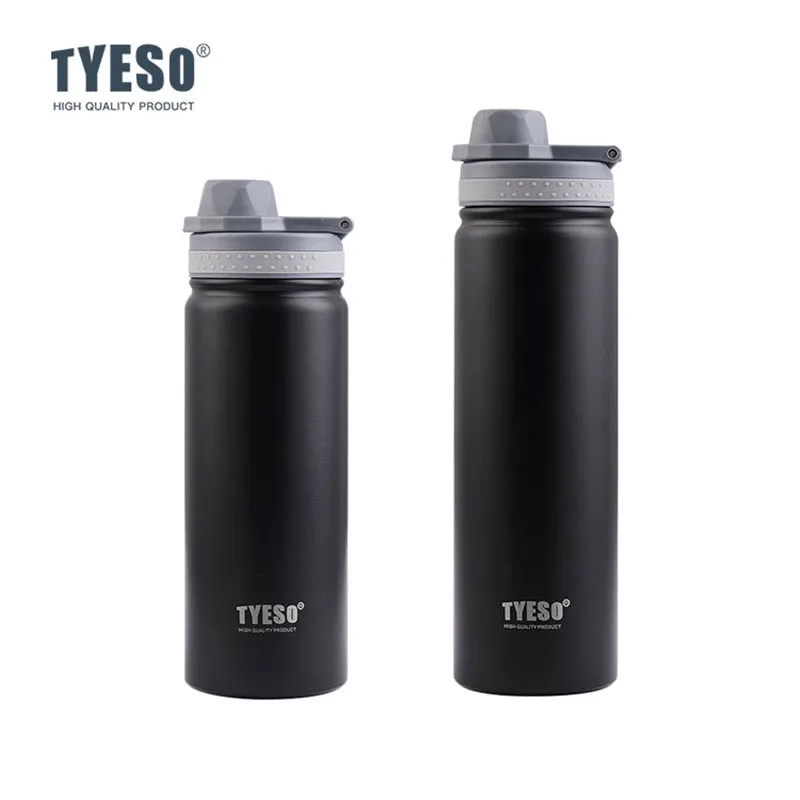 Tyeso زجاجة تُرمُس مكنسة من الفولاذ المقاوم للصدأ قارورة كوب للسفر التخييم معزول زجاجة ماء الرياضة كوب حراري الساخن الباردة القدح الرجال