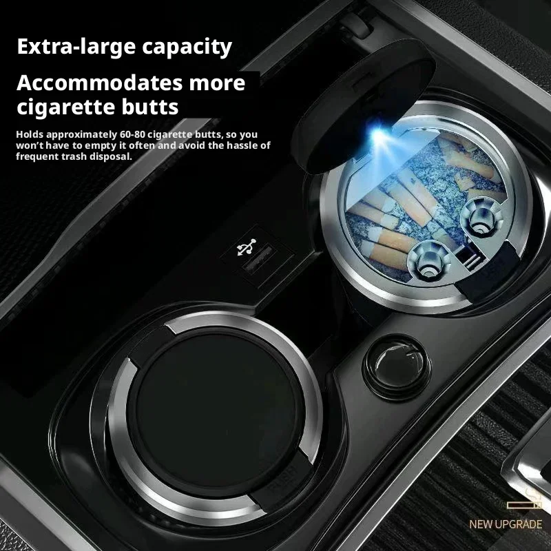 Universal Auto Ashtray Sealed Lid LED Lamp Aluminum Alloy Smokeless Anti Odor Ash Cup Washable Detachable Car Interior Accessory view 5