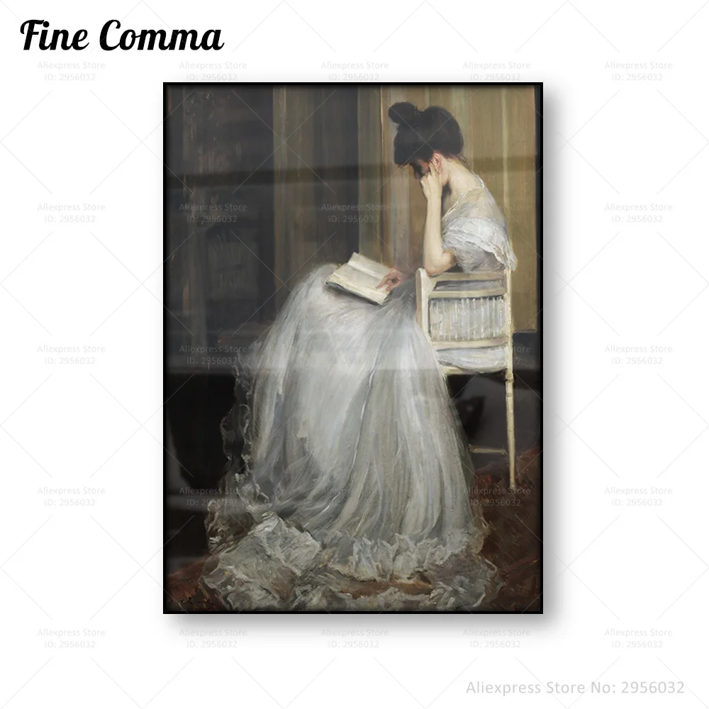 Woman Reading Victorian Wall Art Jacques Émile Blanche Vintage Poster Antique Oil Painting Canvas Print Rustic Home Decor Gift