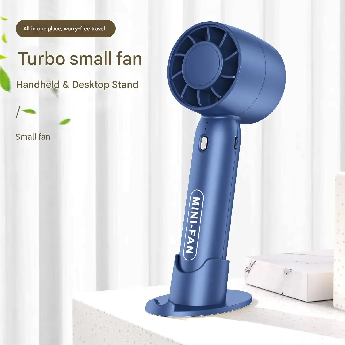 Mini Handheld Desktop Fan USB Rechargeable Portable Strong Wind Lightweight Fan Long Lasting Battery Travel Bedroom Cooling New